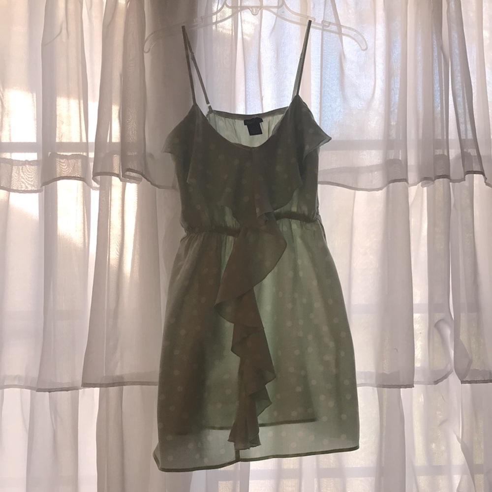 Sun dress Spaghetti strap Small but Medium tag light green w/ light pink dots